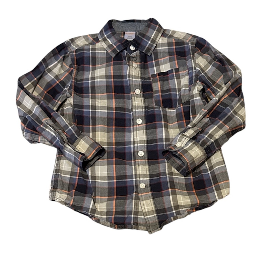 Gymboree Navy and Cream Plaid Button-Down Shirt